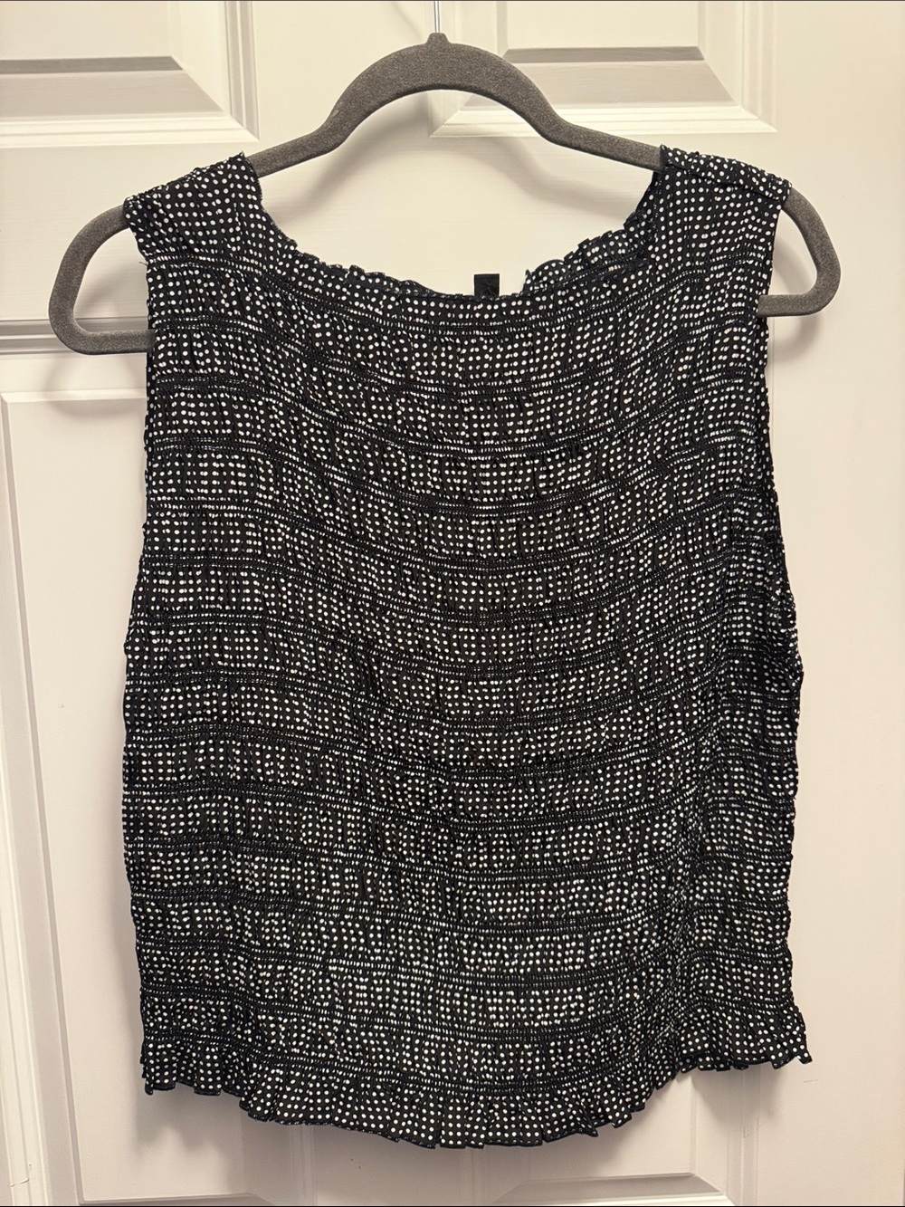 J. Crew Black and White Smocked Sleeveless Camisole